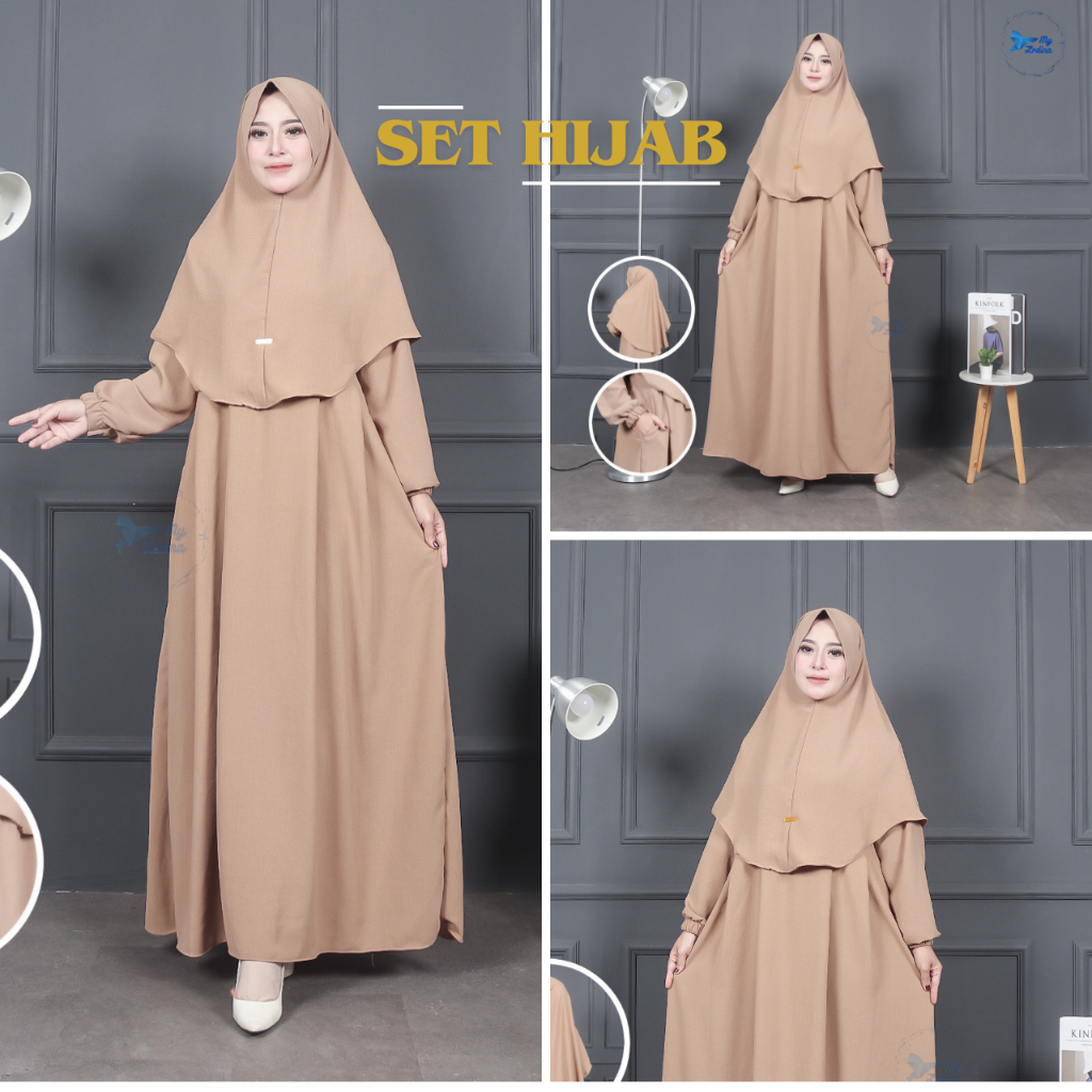 Shema Set Hijab Baju Gamis Putih Wanita Terbaru Kekinian Crinkle Syari Set Khimar Jumbo ld 120 ld 130 Busui Dress Putih Wanita Hijab Dewasa Seragam Pengajian ibu ibu