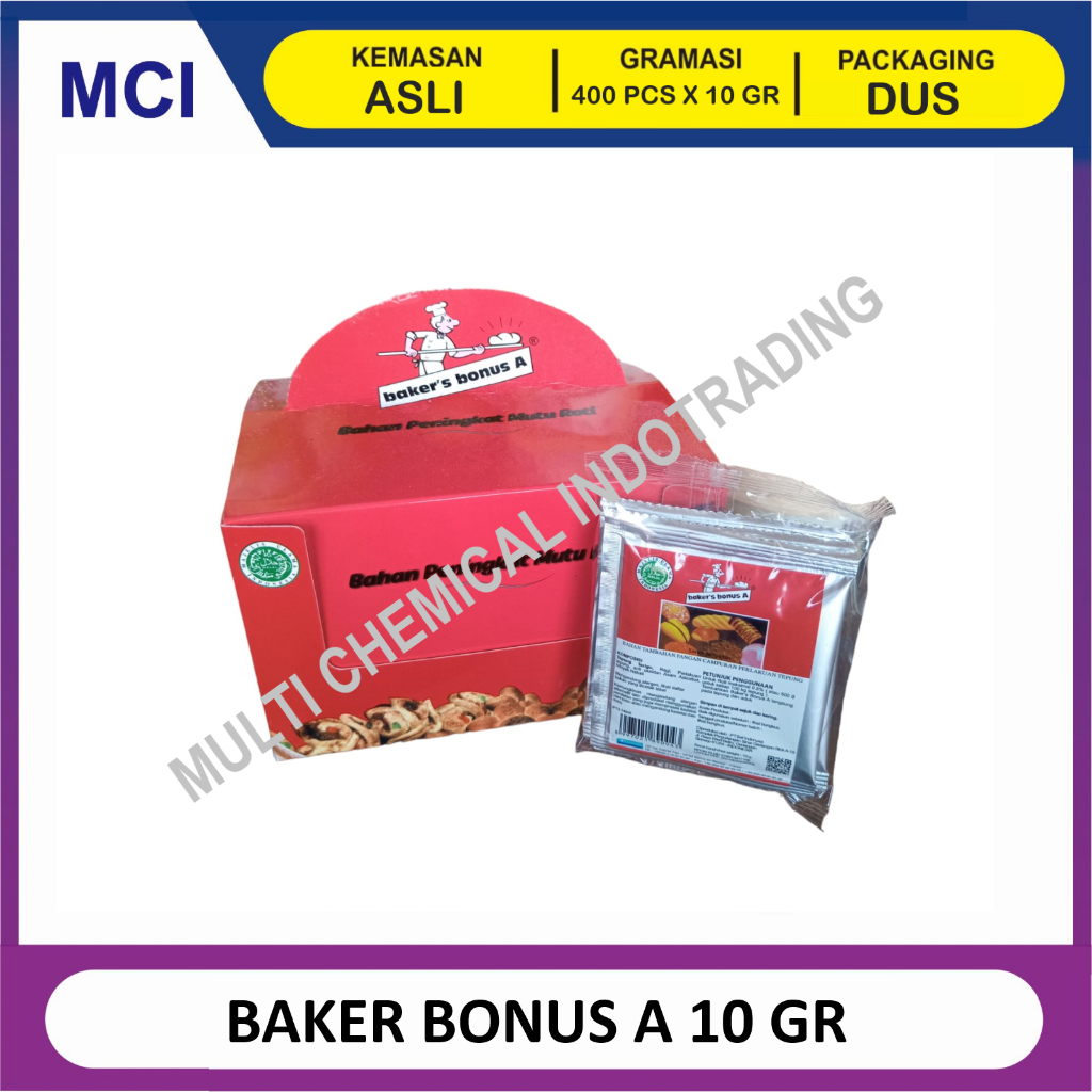 

BAKER'S BONUS A 10 GR - 1 DUS 400 PCS / PELEMBUT ROTI BREAD IMPROVER