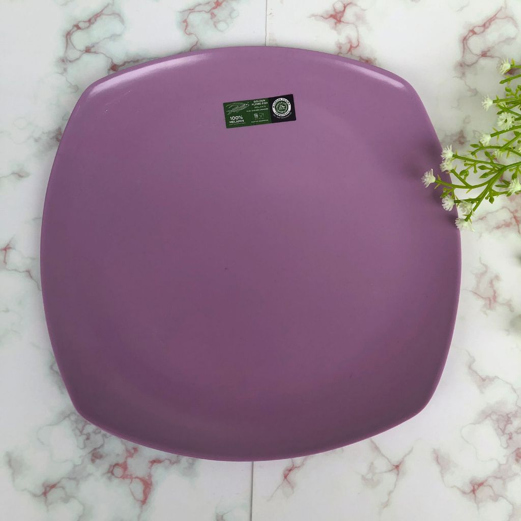 Piring Makan Kotak Ceper P0904 UNGU TOSCA {6PCS} Piring Melamin Kotak 9 Inch Golden Flying Fish - Pi