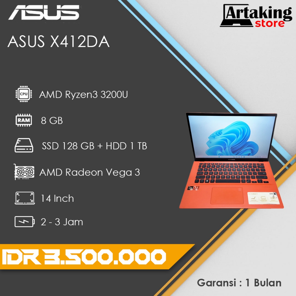 ASUS X412DA - AMD Ryzen3 - Ram 8 gb