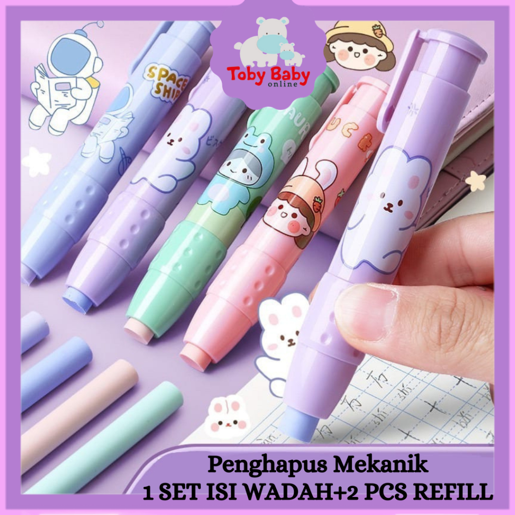 

Penghapus Mekanik Set Cute Mechanical Eraser Kartun Free 2 Pcs Refill Lucu