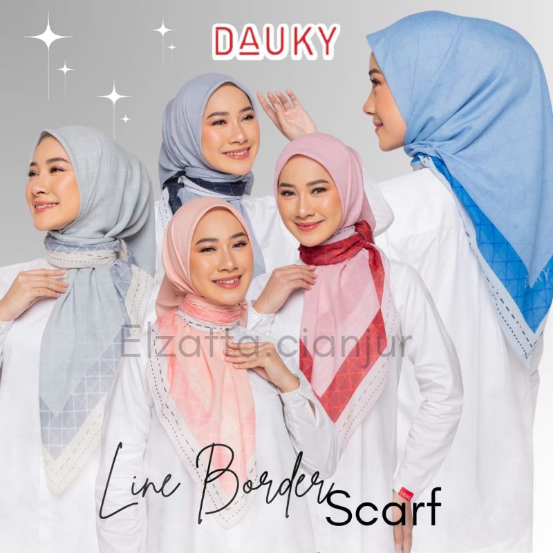 ELZATTA DAUKY HIJAB SEGI EMPAT LINE BORDER SCARF MOTIF PREMIUM KERUDUNG ELZATTA BAHAN VOAL PREMIUM J