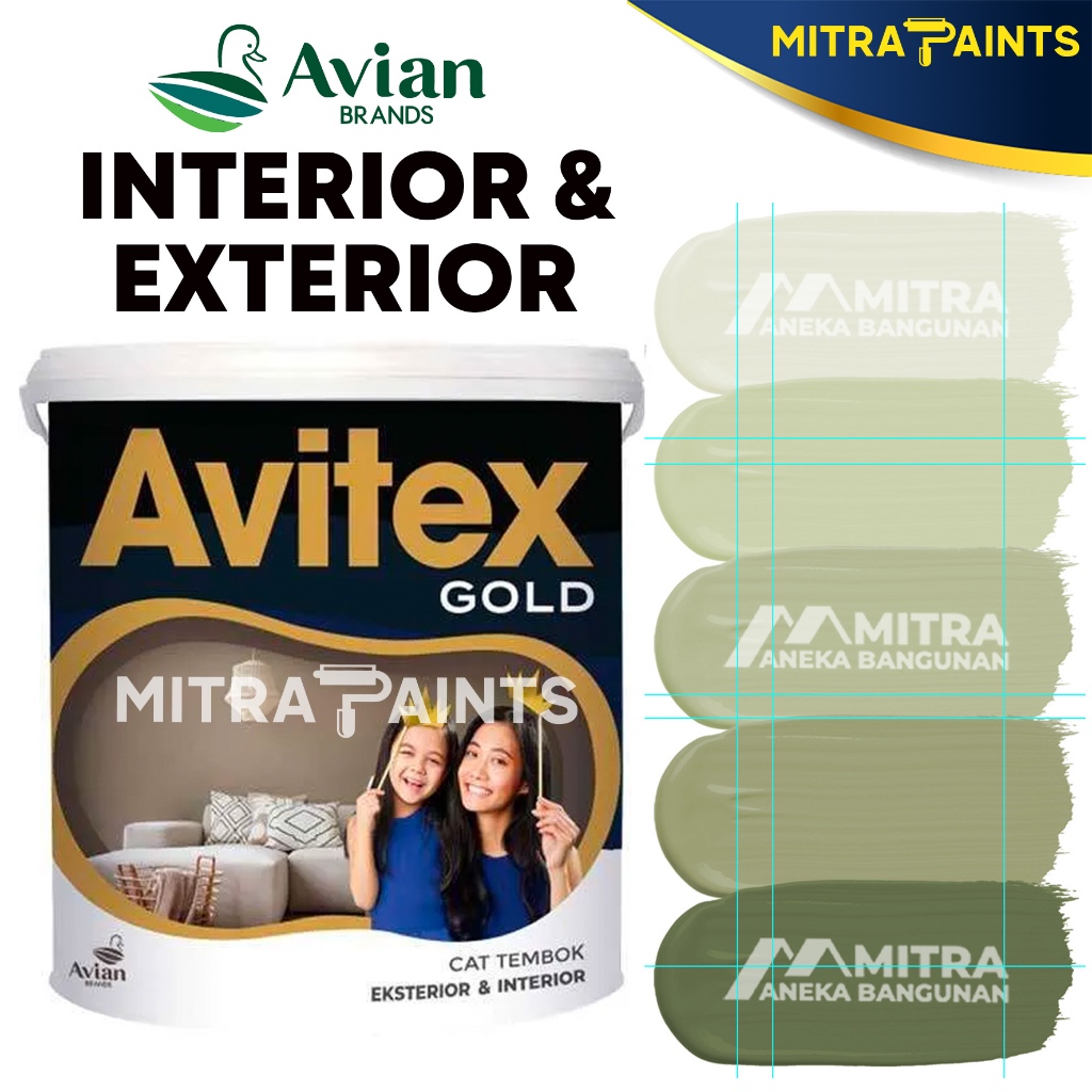 CAT TEMBOK AVITEX GOLD 5 KG / AVIAN EKSTERIOR INTERIOR / SAGE GREEN N12