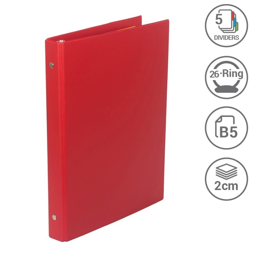 

Bantex Binder Note B5 26 Ring Besi Loose Leaf Multiring Binder Red
