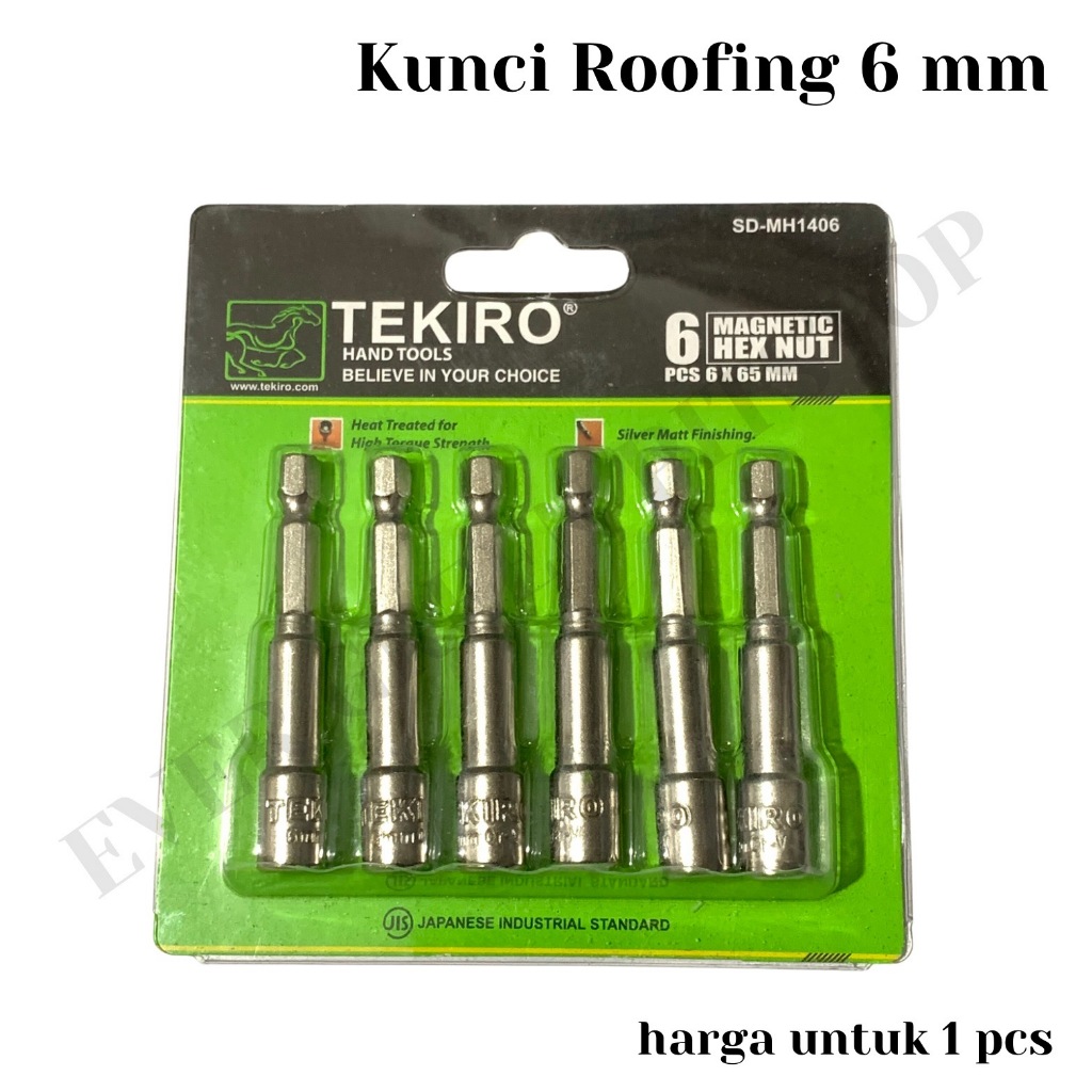 TEKIRO Mata Kunci Roofing 6 mm SATUAN Hex Nut Rofing Magnet Mata Bor Kunci Sok Rufing 6mm Magnetic