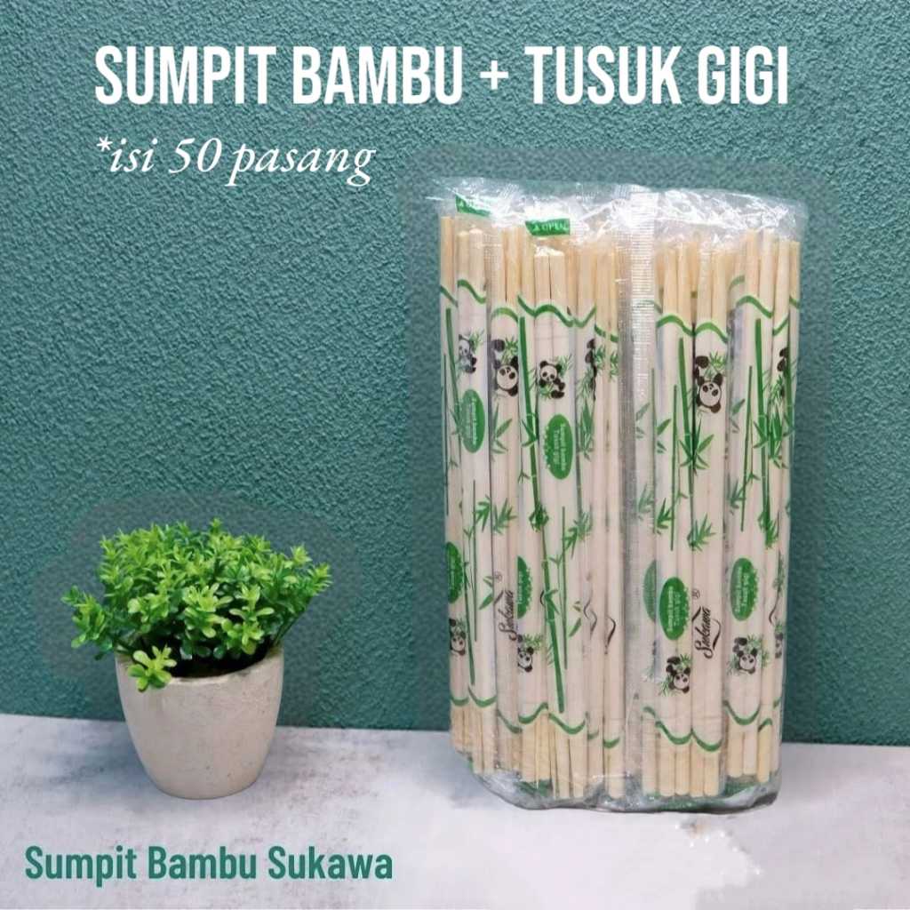 Sumpit Bambu + Tusuk Gigi isi 50 Pasang / Sumpit Sukawa Termurah