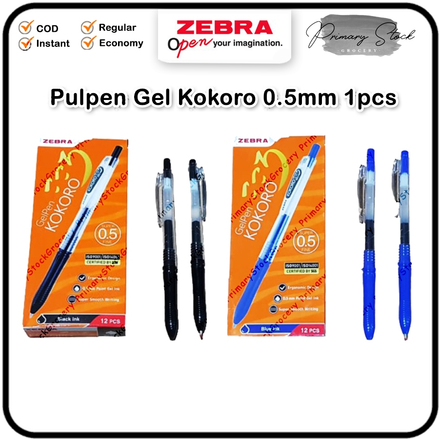 

Pulpen Zebra Kokoro Gel Hitam Biru Color 0.5 0 5 mm Satuan 1 Pack