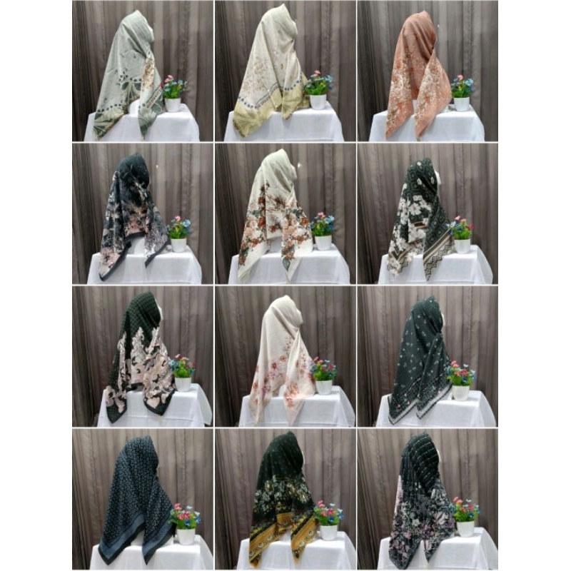 Jilbab Motif Syari Ukuran 130 Hijab Voal Segi Empat Motif Bunga Abstrak Mudah di Bentuk