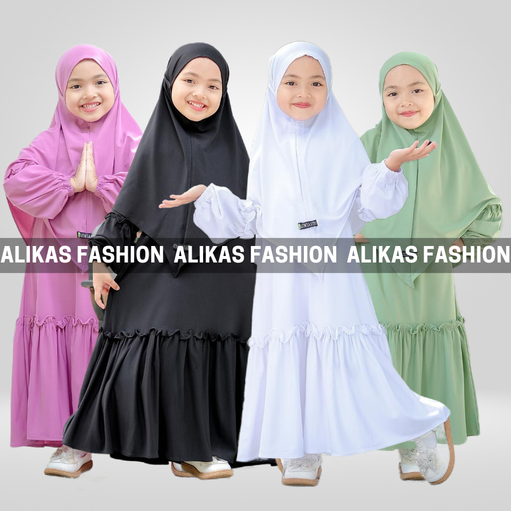 ALKS. AISYAH DRESS KIDS GAMIS RAYA SYARI ANAK PEREMPUAN / GAMIS SYARI ANAK POLOS ELEGANT / GAMIS EID