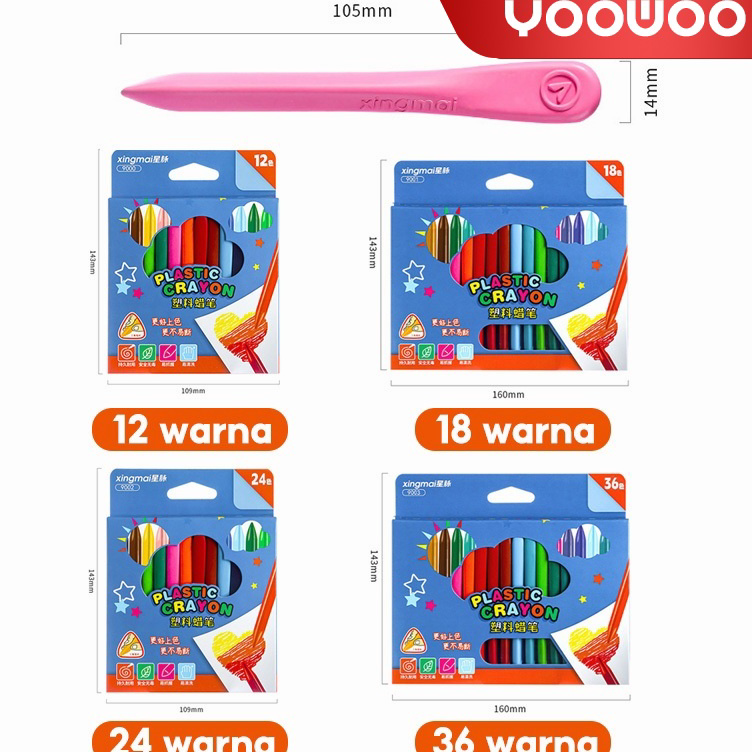 

Terbatas Krayon sekolah/ krayon 12/18/24/36 warna / crayon non toxic / krayon plastik / krayon anti air / Krayon set