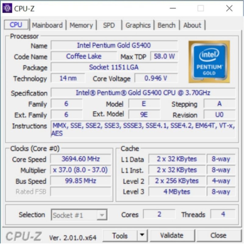 Processor Intel Pentium Gold G5400 Soket 1151