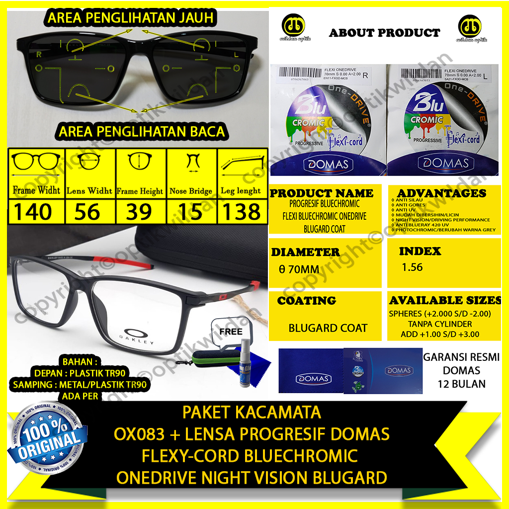 KACAMATA PROGRESIF(FRAME+LENSA) OX083 LENSA PROGRESIF DOMAS/AVT