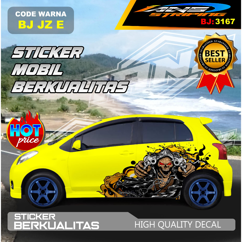 BJ 3167-STIKER UPDATE AVANZA, MOBILIO, VIOS-STIKER CUSTOM DOFF MOBIL JAZZ, BRIO GLOSSY DESAIN VENOM