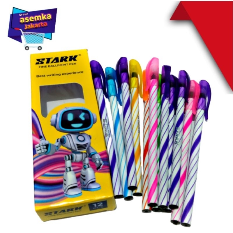 

Pulpen Motif Ulir Stark fine Ballpoint Pen 12pcs