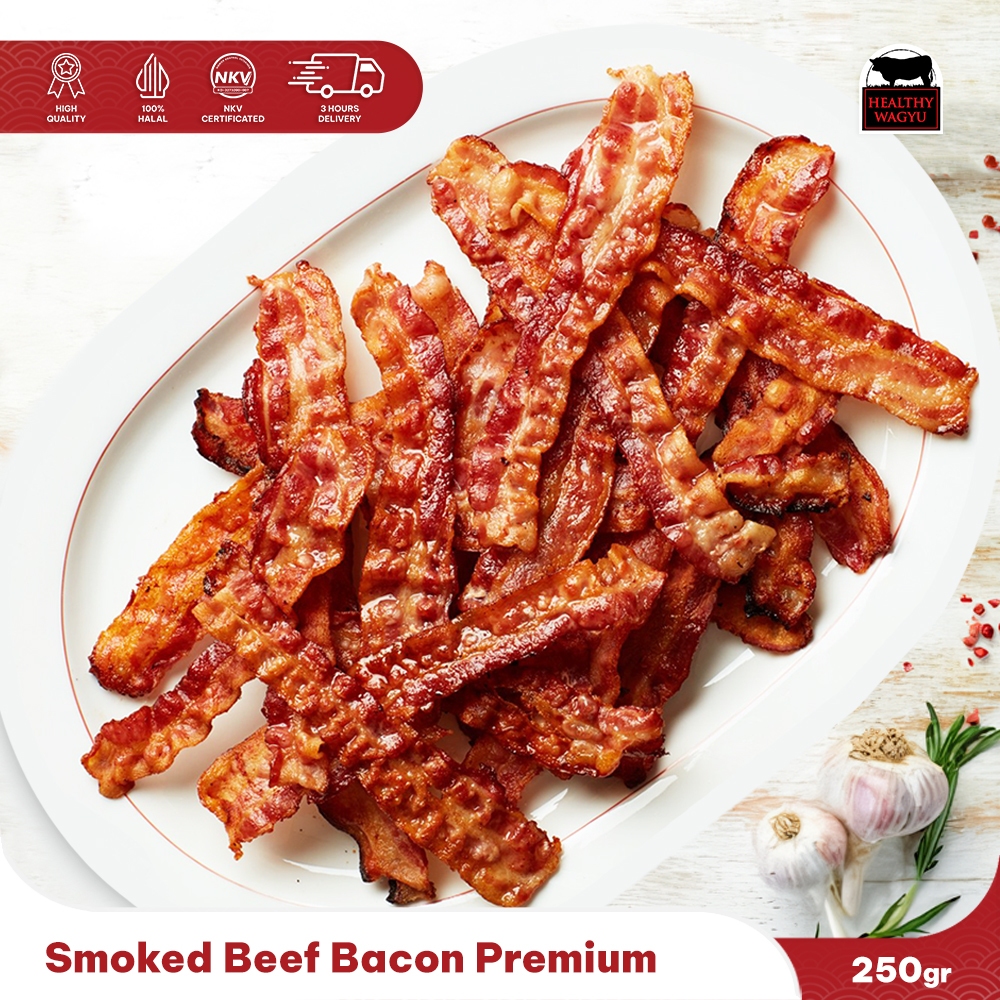 

Smoked Beef Bacon Rasher Daging Sapi Asap 250gr Healthy Wagyu