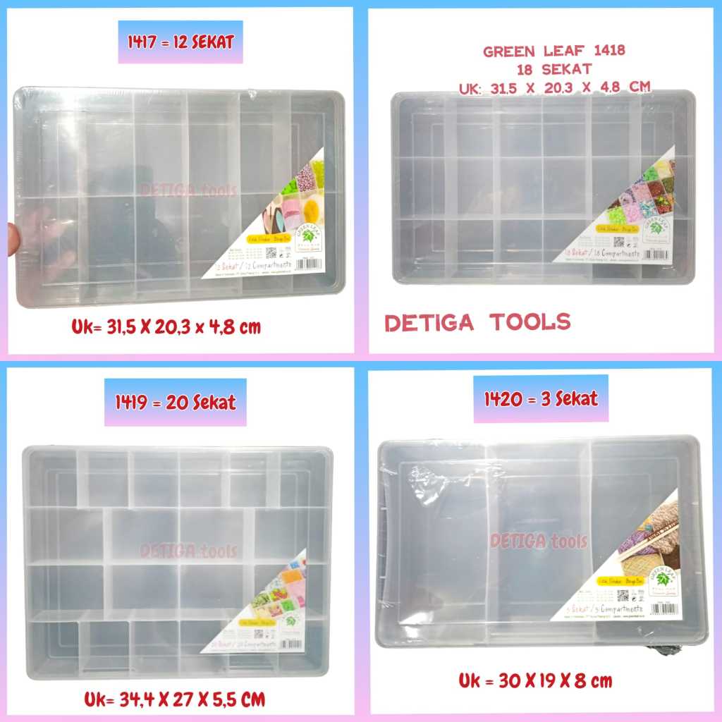 GREEN LEAF 1417 1418 1419 1420 Kotak Perkakas Plastik Reiko Box Spare 3, 12, 18, 20 Sekat