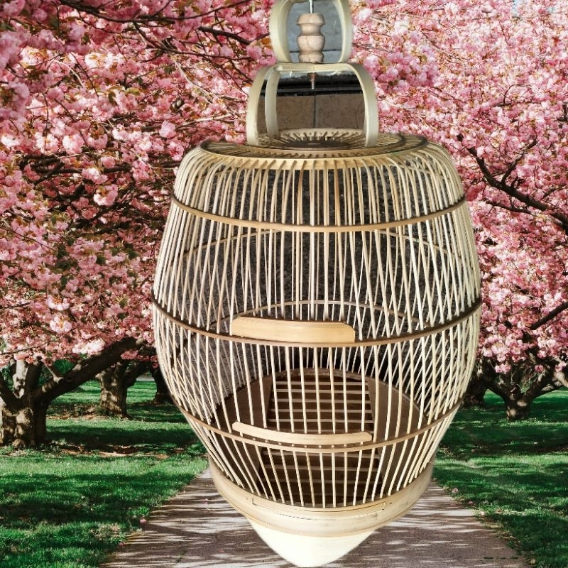 SANGKAR BURUNG ANTIK FULL BAMBU KANDANG BURUNG BULAT MODEL GENTONG CUNGKOK