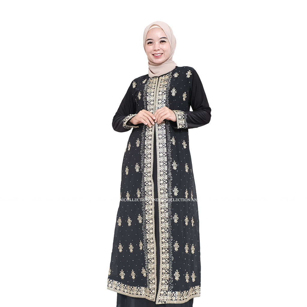 ANDINICOLLECTION Abaya Hitam 444 - Gamis Wanita Abaya Hitam / Gamis Hitam Umroh / Abaya Hitam Turkey