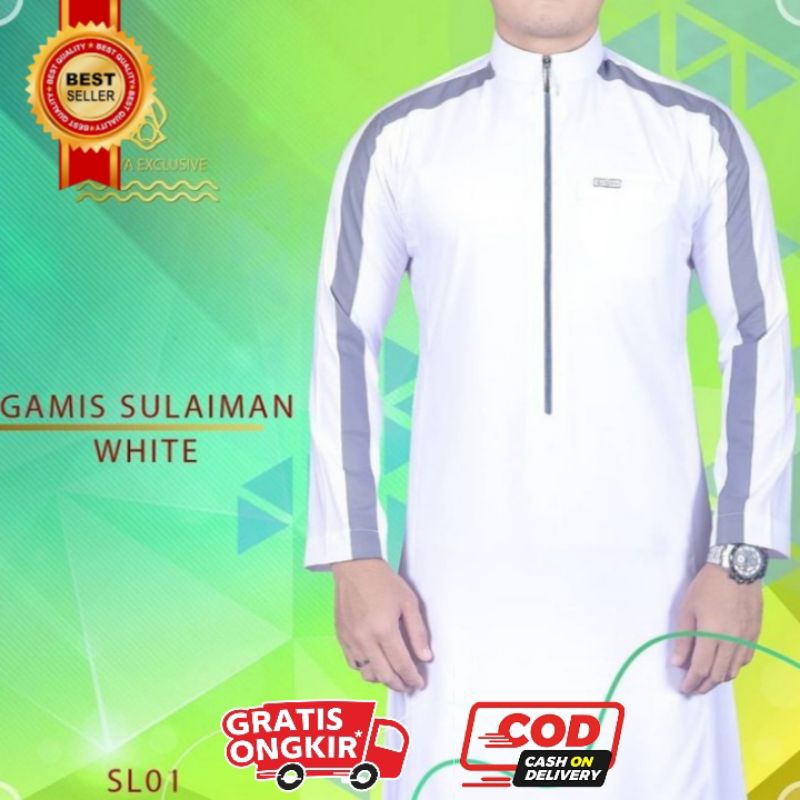 Gamis Atqiya Thobe Sulaiman / Gamis Pria Dewasa / Gamis Elegan Dan Kekinian
