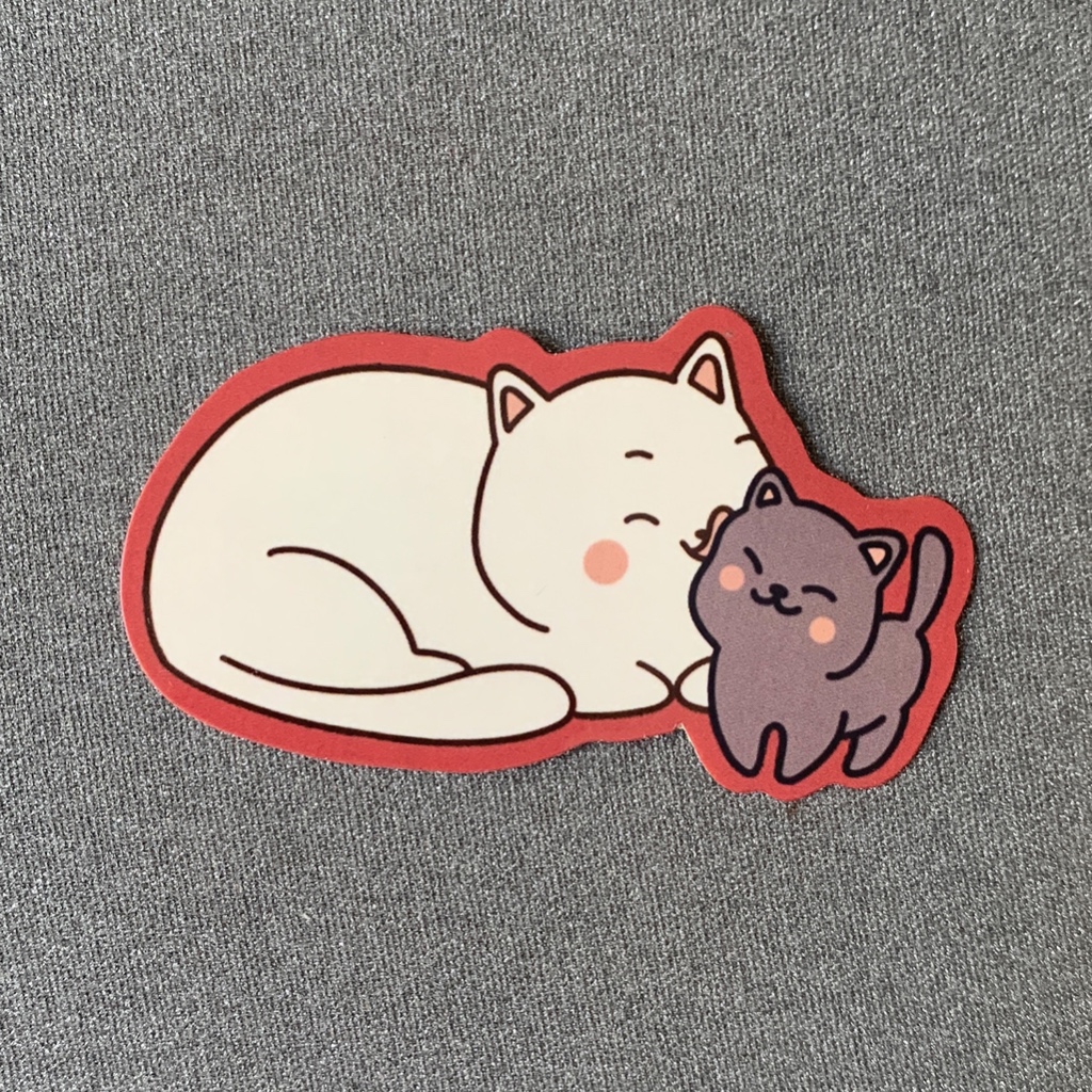 

Cat & Kitten Die Cut Vinyl Sticker - Stiker Ibu dan Anak Kucing | damarakhma