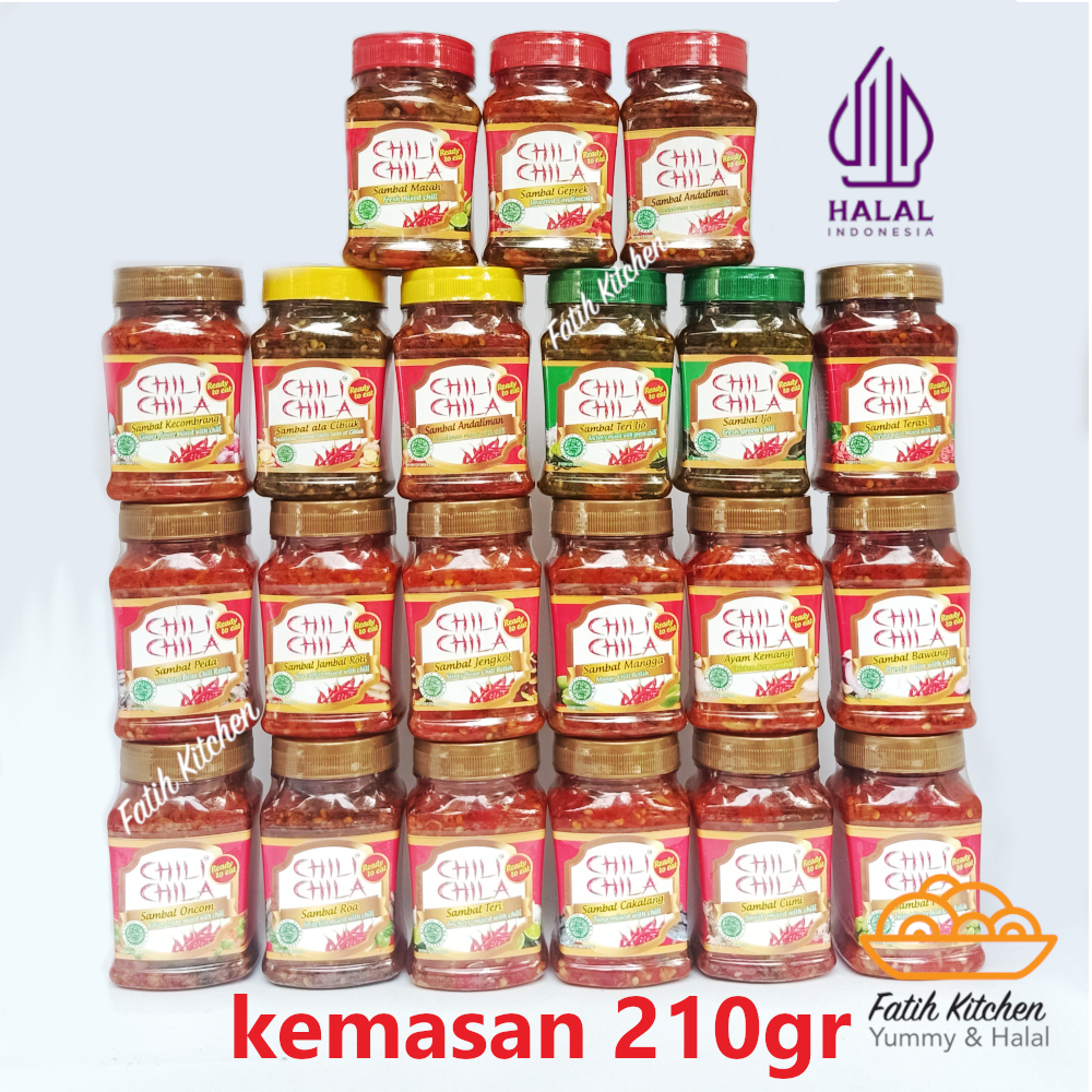 

Chili Chila Sambal 210 gr - sambal Cumi, Geprek, Roa, Matah, Kecombrang, dll