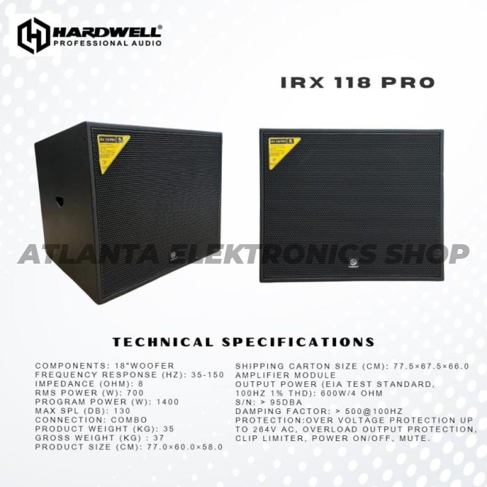 SPEAKER AKTIF HARDWELL IRX 118 PRO / IRX-118 PRO / IRX118 PRO 18 INCH GARANSI RESMI HARDWELL