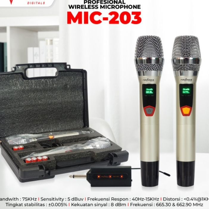 Mic wireless isi 2 Advance Mic-203 // Mic Tanpa kabel isi 2 Advance mic 203