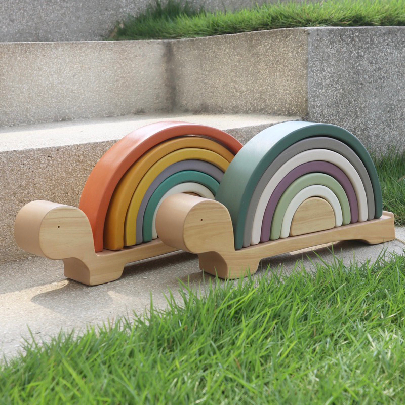 PLAY AND REPLAY - Rainbow Turtle - Mainan Kayu Pelangi - Room Decoration - Montessori Toys