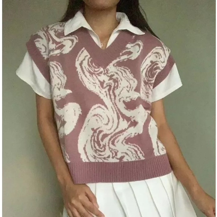 Bigsize Panama Vest Jumbo Rajut Wanita LD 140