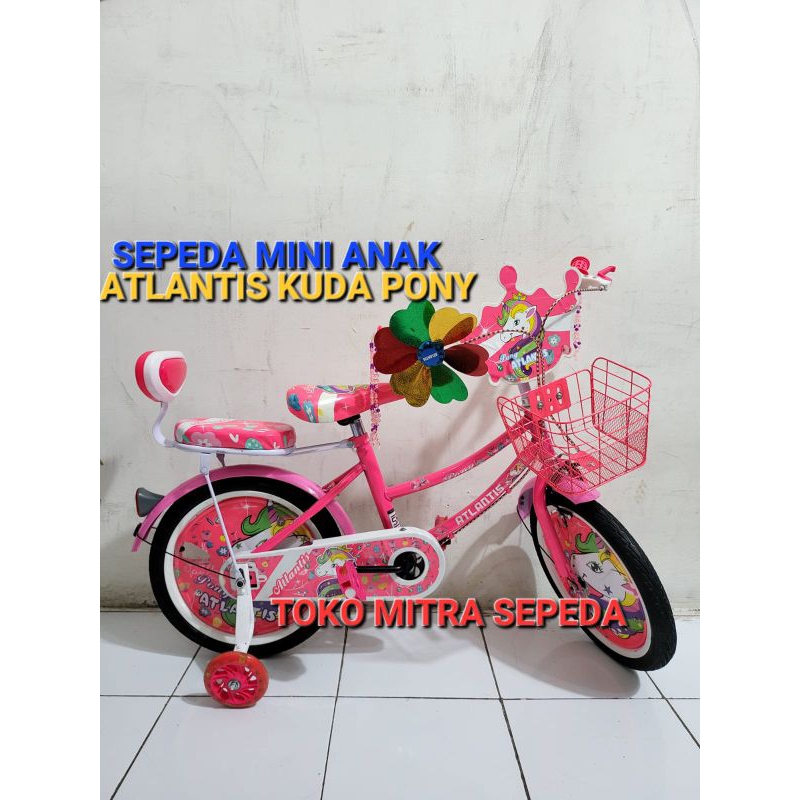 Sepeda Anak Mini Perempuan Atlantis Kuda Pony 16 Inch Usia 5 sd 7 Tahun