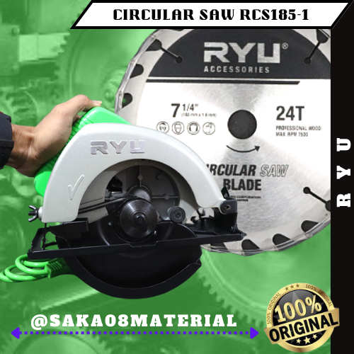 JUAL MESIN CIRCULAR SAW 7 INCH RCS185-1 FREE MATA CIRCLE RYU ORIGINAL TERBARU / MESIN SERKEL KAYU / 