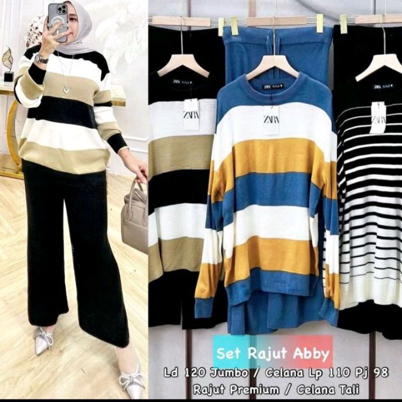 Set rajut Abby//One set ZARA//Setelan rajut//One set rajut//Setelan rajut//Set celana//One set wanit