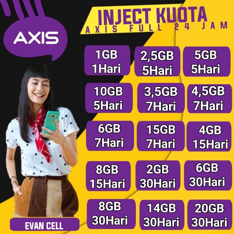 Isi ulang kuota Axis 1GB