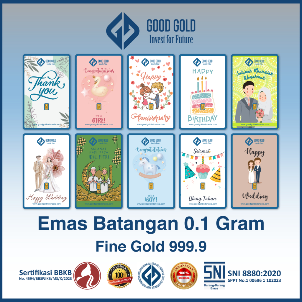 Logam Mulia Good Gold 0.1 gram/ Emas Batangan GoodGold 0,1gr