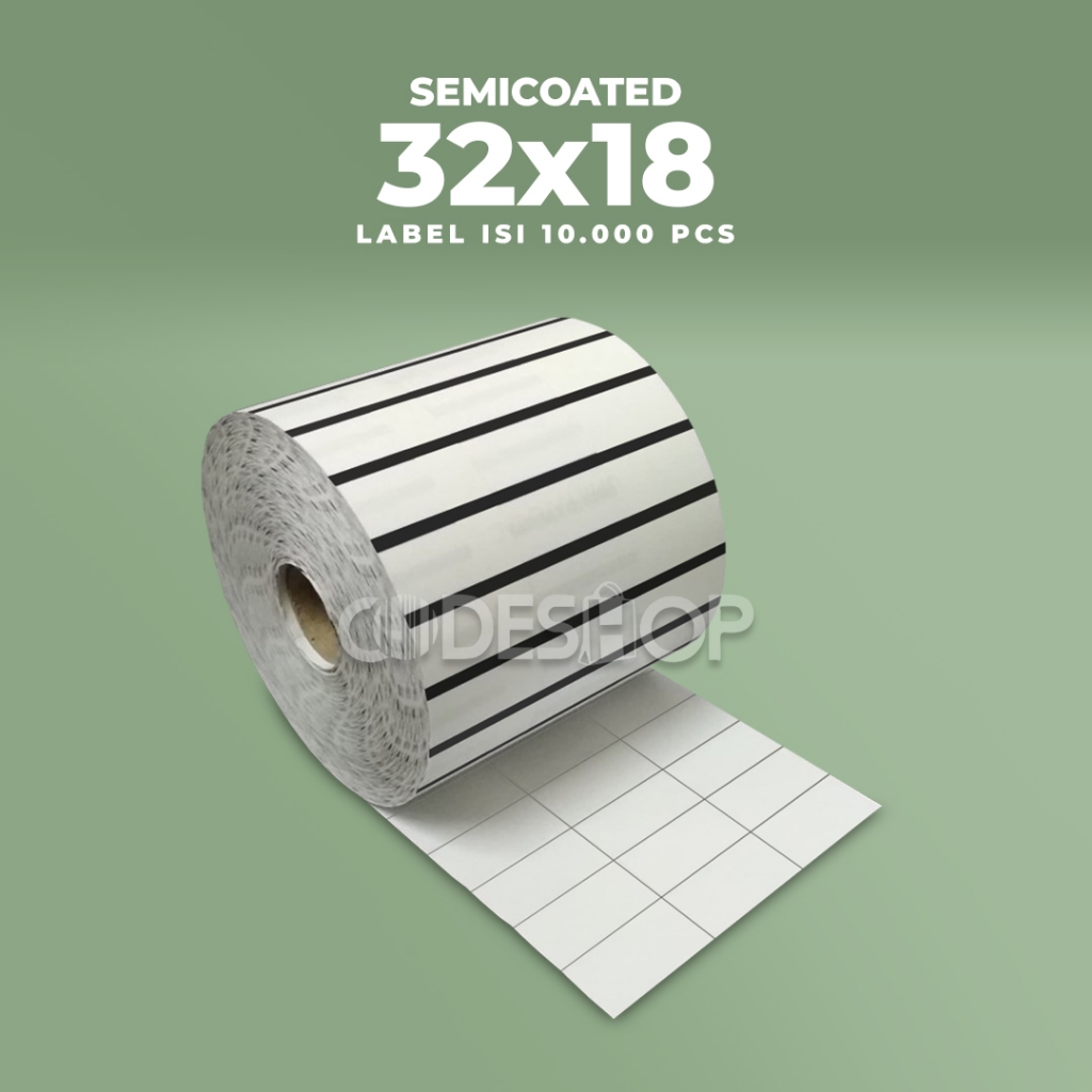 

Label Semicoated 32x18 mm Stiker Printer Barcode Zebra TSC Honeywell