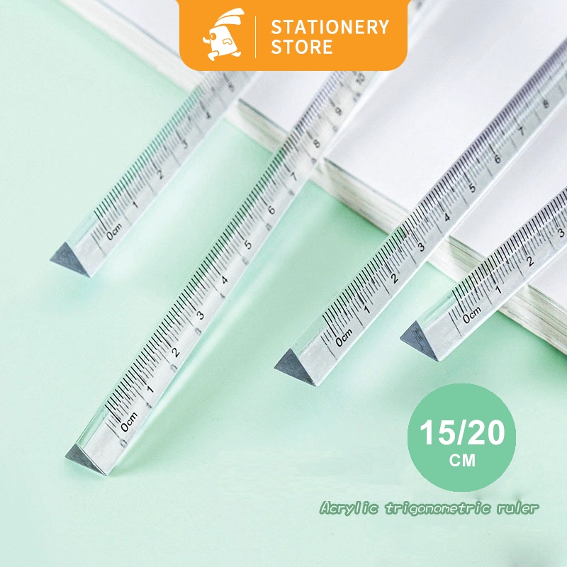 

15/20cm Penggaris Kristal Segitiga Triangle Shape Ruler Crystal Measuring Ruler Study-Rabbit Stationery