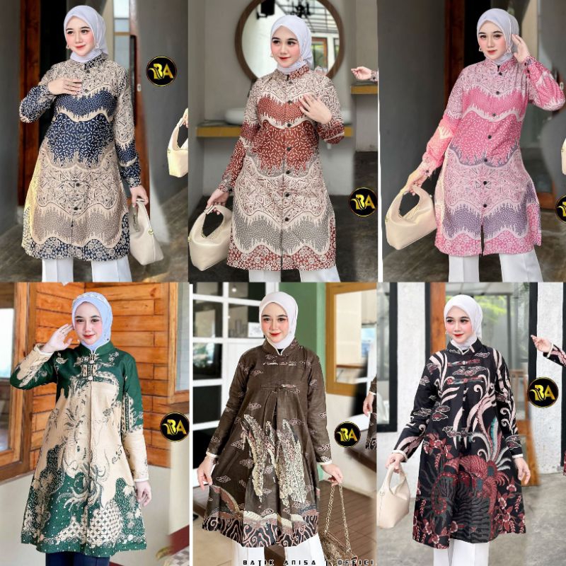 batik couple tunik wanita dan kemeja pria ful kancing depan motif terbaru jumbo