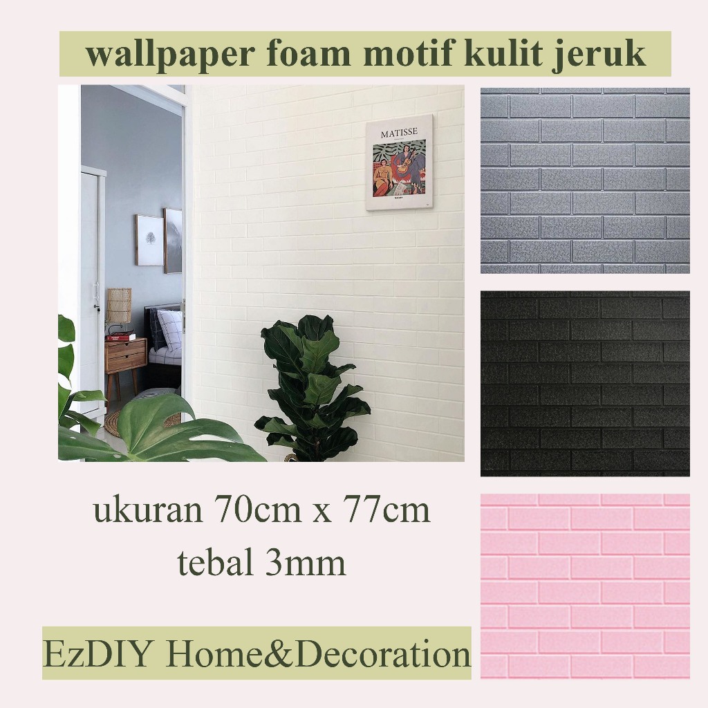 Wallpaper 3D FOAM Bata Halus walpaper dinding murah Motif Kulit Jeruk / Wallfoam 3D Motif Foam High 