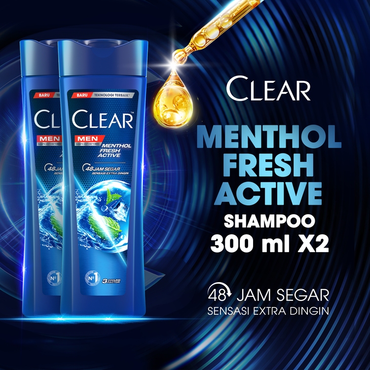 Clear Men Shampoo Anti Dandruff Cool Sport Menthol 2X lebih efektif melawan ketombe 300ML x2