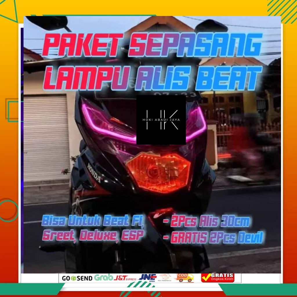 PAKET KOMPLIT  LAMPU ALIS MOTOR BEAT NEW AKSESORIS MOTOR  Bonus Devil Eyes Siap Pakai LAMPU ALIS DRL