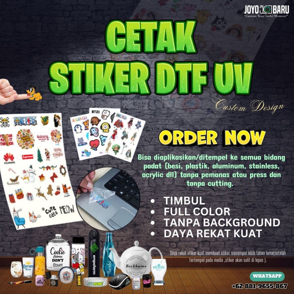 

Stiker DTF UV | Decal Kering | Pengganti Stiker Cutting