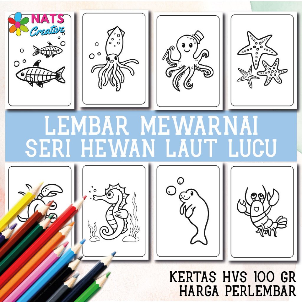 

Lembar Mewarnai Gambar Seri Binatang Laut Untuk Anak PAUD TK SD