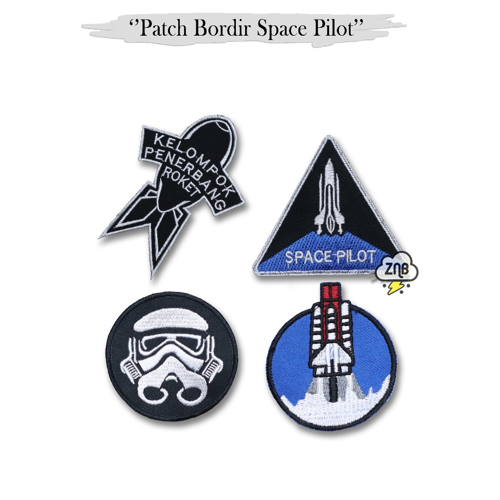 Patch bordir penerbang roket emblem bordir kecil extra patch iron