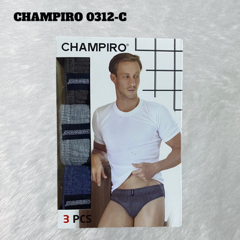 (1Box) ISI 3pcs CELANA DALAM CHAMPIRO 0312 C | CD PRIA ORIGINAL Bahan Katun Brief polos Karet Kerut 