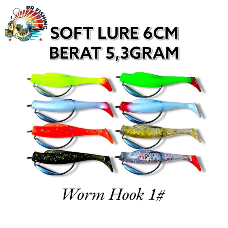 SATU SET UMPAN PANCING SOFT LURE 6CM . 5,3GRAM. UMPAN CASTING GABUS