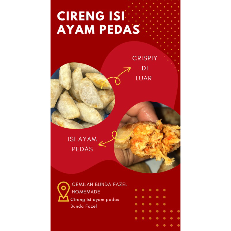 

cireng isi ayam pedas frozen isi 10