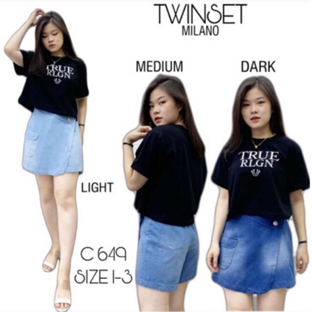 Celana pendek jins Skort denim anak remaja / wanita