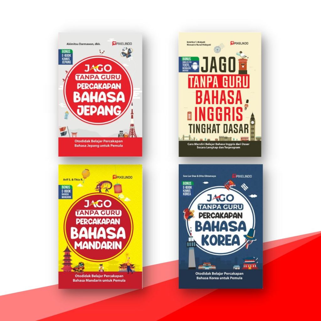 Buku Bahasa Jepang, Bahasa Inggris, Bahasa Mandarin, Bahasa Korea, Pixelindo