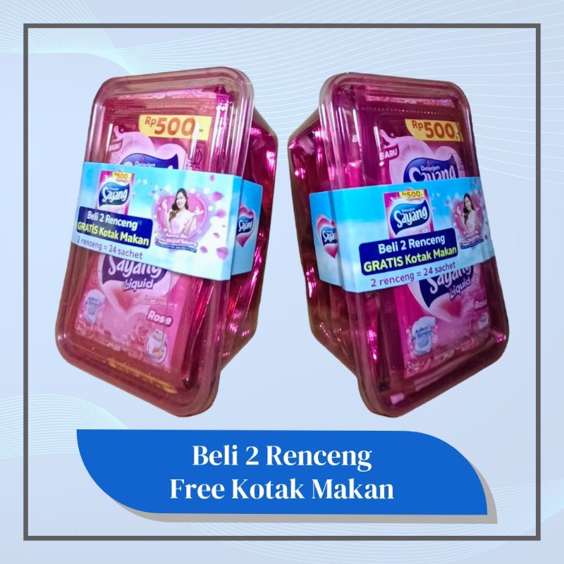 (FREE BOX MAKAN) Detergen SAYANG Liquid 20ml | Detergen Sayang Renceng 24 sachet Gratis Kotak Box