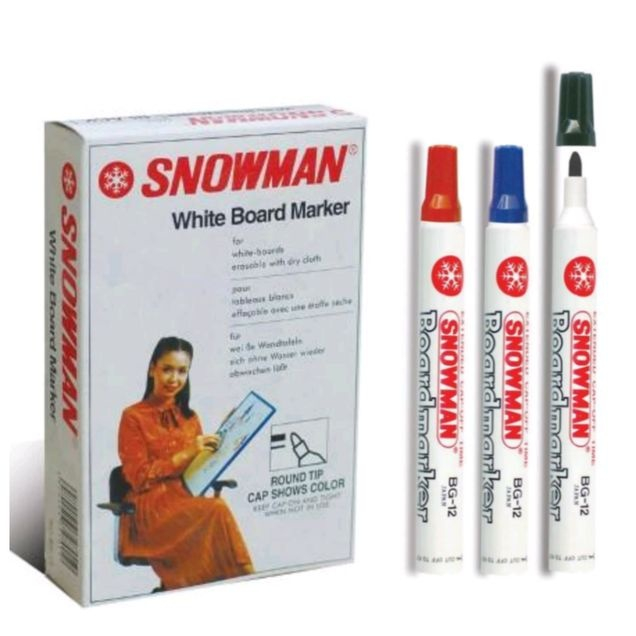 

SPIDOL PAPAN TULIS / REFFIL INK WHITEBOARD SNOWMAN BG-12 ORI 100%